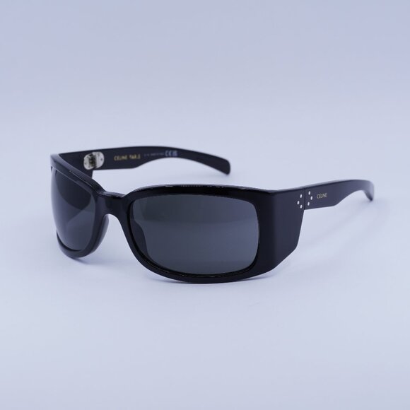 Celine CL40290I 01A Sunglasses Black Geometric Frame, Smoke Lenses - Picture 1 of 10